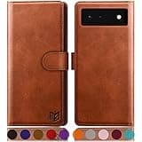 SUANPOT for Google Pixel 6 5G with RFID Blocking Wallet case Credit Card Holder,Flip Book PU Leather Phone case Shockproof Cover Cellphone Women Men for Google Pixel6 case Wallet (Light Brown)