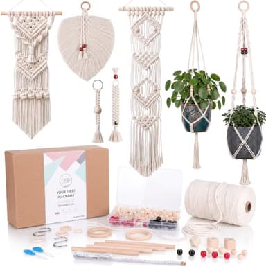 MIGO Creates Macrame Kits for Adults Beginners with 126 Macrame Supplies and 7 Projects E-Book: DIY Macrame Kit with 165 Yards Macrame Cord and Craft Supplies & Materials to Start Macrame!