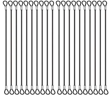 CKANDAY 20 Pack Safety Stainless Steel Tethers,Coated Security Tether Lanyard Kit Cable Wire Compatible with All Editions,Action Camera Series Devices and Other Applicable Equipment,Black