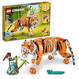 LEGO Creator 3 in 1 Majestic Tiger Building Set, Transforms from Tiger to Panda or Koi Fish Set, Animal Figures, Collectible Building Toy, Gifts for Kids, Boys & Girls 9 Plus Years Old, 31129