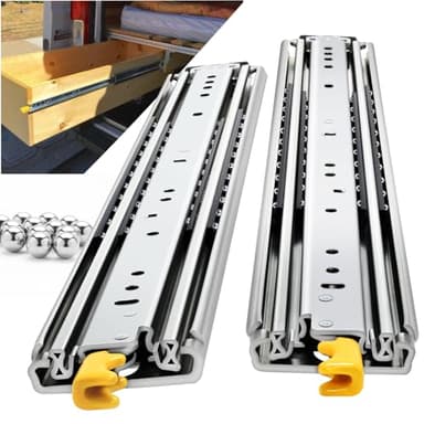 Heavy Duty Locking Drawer Slides Full Extension Runners with Lock 12 14 16 18 20 22 24 26 28 30 32 34 36 38 40 44 48 52 56 60 Inch Side Mount Rails for Drawer Capacity 500lb 1 Pair