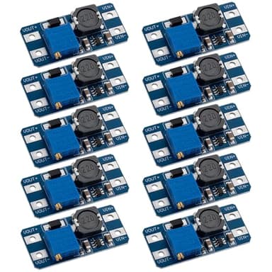 hiBCTR 10 Packs MT3608 DC to DC Step Up Boost Power Converter, 2-24V to 5-28V Adjustable Voltage Regulator Board, 2A High Efficiency Mini Power Supply Module for DIY Electronics