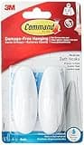 Command Designer Bath Hooks, Medium, White, 2-Hooks with Water-Resistant Strips (17081B-ES), Organize your dorm