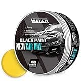 WEICA Car Wax Black Solid for Black Cars, Carnauba Car Wax Kit Cleaner, Car Waxing Scratch Resistance Auto Ceramics Coating 180g with Free Waxing Sponge and Towel-Black