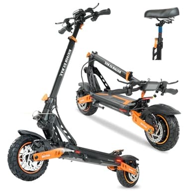 Electric Scooter Adults 1600W Motor 50 Miles Long Range & 40 MPH Top Speed Dual Suspension 48V 27AH Battery Folding E-Scooter Kick Scooter with Detachable Seat for Commuter Outdoor