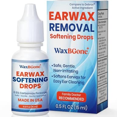 WaxBgone Ear Wax Removal Drops - Dissolves Ear Wax with Gentle Foaming Action - Safe and Effective Wax Softening Ear Drops - Aids Irrigation of Clogged Ears for Adults and Kids - 0.5 Fl. Oz.Bottle