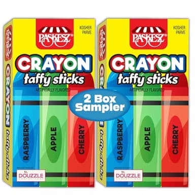 DOUzzle Edible Crayons Taffy Sticks Candy for Marines MRE, Funny Gag Gift & School (2 Count, Sampler) Individually Wrapped, Party Favor - Kosher