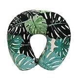 Wolf Essentials Adult Cozy Soft Microfiber Neck Pillow for Travel – Compact, Machine Washable - Perfect for Airplane, Car, or Home Use - Monstera Leaf