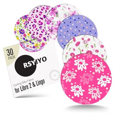 RSYIYO Waterproof Libre 2 Plus Sensor Covers, 30Pack Freestyle Sensor Covers for Libre 2 & Lingo CGM Tape Lingo Patch Easy-Peel Tab No Glue in the Center Hypoallergenic Latex-Free 15 Days Protection