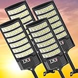 Solar Street Lights Outdoor Waterproof ,22000LM 320°Wide Angle Flood light, LED Solar Parking Light with Motion Sensor and Remote Control for Outdoor, Streets, Courtyards,Parking Garages,-4Pack