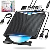 conreruru Support for Blu-ray External Drive, Support for Blu-ray DVD/CD Player/Read/Write, USB 3.0 &/Type-C, Support for Blu-ray/DVD/CD, BD Drive, Windows 7-11 & Mac, PC-Compatible, M-DISC(Black)