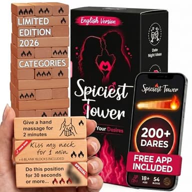 54 Sex Games & Couples Games - Spiciest Tower to play with Sex Toys for Adults - Relationships - Exciting, Pleasing & Funny Challenges - Date Night Couples Games - Valentine's Day Gift Naughty
