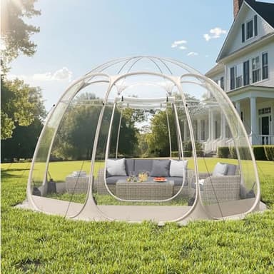 8-14 Person Pop Up Bubble Tent, Outdoor Igloo Dome with Waterproof Roof & Vent Windows, Garden 12x12 Igloo Tent Clear PVC, 540° Transparent Screen Room for Patio, Backyard, 12FT
