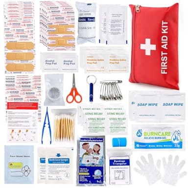 First Aid Kit for Home Car Travel 107 Piece Emergency Kits for Hiking Camping Small Trauma Kit for Boat Vehicle Lightweight Compact Pocket Aid Kit for Sports Outdoor Survival