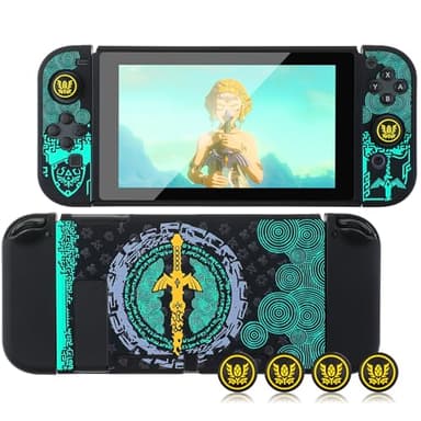 ITONGGUYUKI Dockable Protective Case Compatible with Switch, Hard Shell Case cover for Switch and Joy-Con Controllers Shock-Absorption and Anti-Scratch Design Protective (Zelda tears of The Kingdom)