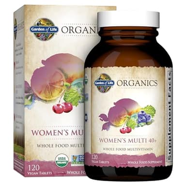 Garden of Life Multivitamin for Women 40 Plus, Organics Womens Vitamins, Hormone & Breast Health Support Blend, Vegan, 120 Tablets