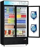 ECEVT 40 Cu.ft. Commercial Beverage Refrigerators Glass Door Refrigerator Upright Display Cooler with Soft LED Light and Adjustable Shelves for Restaurant Grocery Stores Home