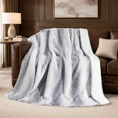 Cozy Bliss Luxury Faux Fur Throw Blanket Animal Print, Non Shedding Double Sided Sherpa Blankets Super Soft Fluffy Thick Warm Throws Home Decor for Christmas Couch Bed Sofa Women (Grey, 50x60 Inches)