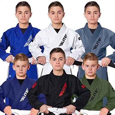 Elite Sports IBJJF Ultra Light BJJ Brazilian Jiu Jitsu Gi for Kids with Preshrunk Fabric and Free Belt (Black, 00)