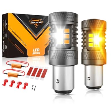 Auxbeam 2026 B1B Series 1157 Switchback LED Bulbs with Extra Resistors Anti Hyper Flash 400% Brighter 1157A 2057 2357 7528 BAY15D Bulbs White and Amber for DRL Turn Signal Lights Parking Lights