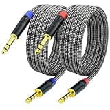 Ihurllu 1/4 Inch TRS to TRS Balanced Patch Cable, 3.3feet 6.35mm Quarter Inch Stereo Audio Cable Cord for Speaker Studio Monitor, Gold Plated Connector, Nylon Braided Heavy Duty, 2Pack
