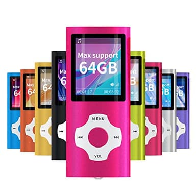 Mymahdi MP3 Player Portable Music Player, 1.8 Inch LCD Screen with Video/Voice Record/FM Radio/E-Book/Photo Viewer, Max Support 64GB Pink