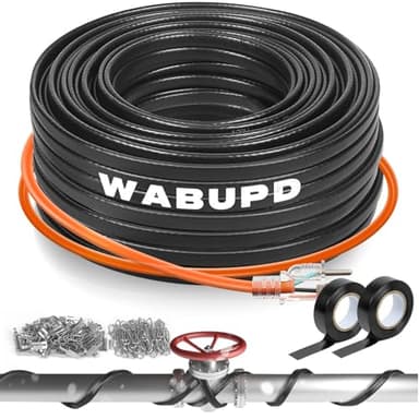 3FT-200FT Heat Tape for Water Pipes, -40°F Deicing Pipe Heat Cable,Electric Heating Cable Pipe,Frezze Protection for Heat Trace Cable for Metal, Plastic Home Pipes,Gutter,120V 5W/ft（100FT）