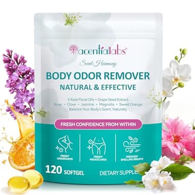 Moulis Body Deodorizing Supplement, Odor Capsules for Women and Men, Supports Menopause Body Odor Control, Fresh Breath, Supports Immunity and Digestion, Non-GMO Softgels 120 Count.