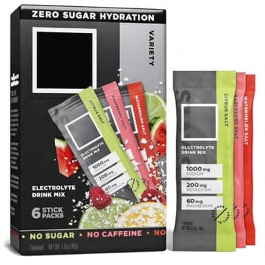 Fits LMNT Zero Sugar Electrolyte Drink Mix Hydration Powder Packets - Variety Pack (Citrus, Raspberry, Watermelon), No Artificial Ingredients, Gluten Free - 6 Stick Packs