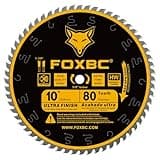 FOXBC 10-Inch Table Saw Blade, 80-Tooth, Ultra Finish Wood Cutting, 5/8-Inch Arbor