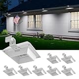 8 Pack White Solar Powered Gutter Lights Outdoor Decorative Waterproof 12 LEDs Yard Lamp for Lighting Fence, Railing, Outside Wall, Deck, Garden, Path, Backyard, Walkway, Patio, Holeless Installation