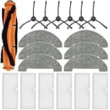 YUJINRU Replacement Parts Accessories Kit Compatible with XIEBro HR101/Vexilar T7 Robot Vacuum Cleaner 1 Roller Brush, 6 Side Brushes, 6 Hepa Filters, 6 Mop Pad