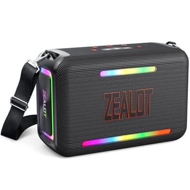 ZEALOT 120W Bluetooth Speaker, Wireless Speakers IPX6 Waterproof Loud Bluetooth Subwoofer Speaker with LED Light, 40H Playtime, Custom EQ, Portable Wireless Stereo Paired Speakers for Outdoor, Party