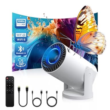 Wireless Mini Projector with WIFI 6 and Bluetooth, 4K 1080P Support Portable Projector 180° Rotatable. 17"-130" Screen Video Projector. Compatible for Smartphone, Laptop, PC(Q5 mate)