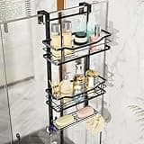 SWTYMIKI Over the Door Shower Caddy - 3 Tier Adjustable Shower Organizer Hanging with Soap Holder, No Drilling Stainless Steel Bathroom Hanging Caddy for Body Wash, Shampoo, Soap, Razor, Black