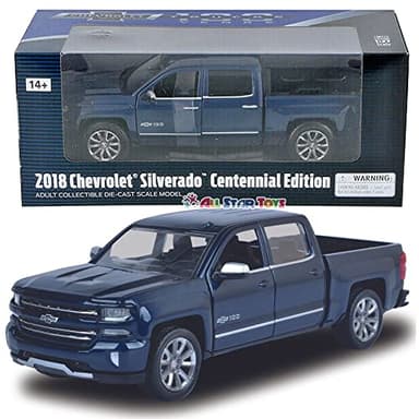 2018 Chevrolet Silverado LTZ Pickup Truck Centennial Edition Blue Metallic 100 Years Anniversary 1/27 Diecast Model Car by Motormax