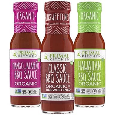 Primal Kitchen Organic BBQ Sauce | Made with Real Ingredients | No Cane Sugar or Corn Syrup | Includes Classic, Mango Jalapeño, Hawaiian BBQ | Pack of 3