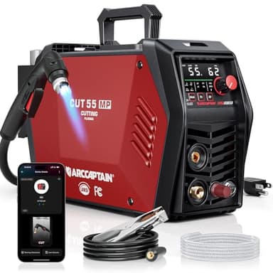 ARCCAPTAIN iControl [Non-HF] Plasma Cutter CUT55 MP with APP Control, 55Amp Blowback Pilot Arc, 120V/240V, Upgraded LED Display, Expanded Metal, Rust Removal, Plasma Gouging, Pressure Detection
