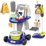 Toddler Cleaning Set，Kids Cleaning Toy Set，New 29-Piece Detachable Kids Cleaning Set for Toddlers - Pretend Play Educational Cleaning Carts (Blue)