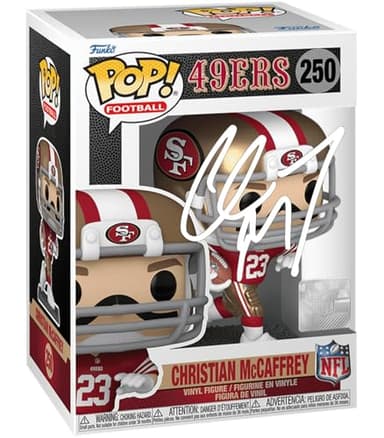 Christian McCaffrey #250 Facsimile Signed Reprint Laser Autographed Funko POP! San Francisco 49ers Figurine with Protector Case