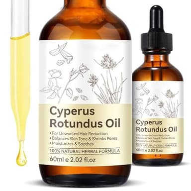 Cyperus Rotundus Oil, Natural for Reducing Body Hair Growth, Cyperus Rotundus Oil for Hair Removal, Reduces Unwanted Hair Growth, Reducing Body Hair Growth, Shrink Pores - 2.02 Fl Oz