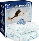 Cooling Bamboo Rayon Mattress Protector with Zipper - 100% Waterproof Size Mattress Cover - Soft & Breathable Jacquard Noiseless Mattress Pad Covers - Zippered Mattress Encasement (Queen)