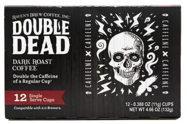 Raven’s Brew Coffee High Caffeine Dark Roast K-Cup Compatible Single Serve Pods — Double Dead 12ct