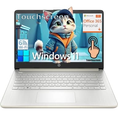 HP Touchscreen Laptop Computer for College Student Home Study, 1-Year Office 365, 16GB RAM, 512GB PCIe SSD, Intel Processor, 14 inch Display, WiFi 6, Bluetooth, Type-C,Windows 11 S, Pale Gold(Renewed)