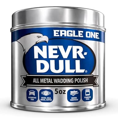 Eagle One Nevr Dull All Metal Wadding Polish, Chrome and Metal Cleaner for Cars, Kitchens, Bathrooms, Easy Tear Pads for Stainless Steel, Brass, Copper, Aluminum, 5 oz Tin