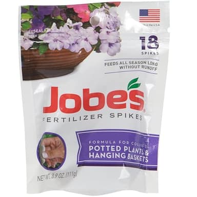 Jobe’s Flower Fertilizer Spikes, Easy Plant Care Fertilizer for Potted Plants and Hanging Baskets, 18 Count