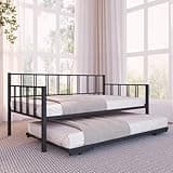 Milliard Twin Daybed with Backrest and Pop-Up Trundle Set, Modern Black Frame – Daybed with Trundle (Mattresses Sold Separately)(Black)