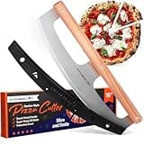 KitchenStar 16" Pizza Cutter Rocker Blade - Razor Sharp Stainless Steel Slicer Knife w Wooden Handle & Protective Cover, Silver - Premium Pizza Oven Accessories