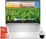 HP 14" Laptop for Student Business, with Office Lifetime License & Windows 11 Pro, Intel Dual-Core N4120, 16 GB RAM, 384 GB Storage(128GB eMMC+256GB Micro SD), Ultra Light, Webcam, WiFi, HDMI, Silver