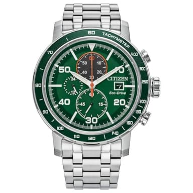 Citizen Men's Eco-Drive Brycen Chronograph Stainless Steel Watch, Green Dial (Model: CA0851-56X)